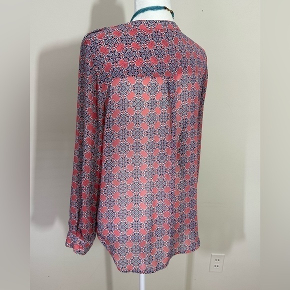 Collective Concepts sz L P top, shirt blouse mini print lightweight long sleeve - Picture 3 of 13